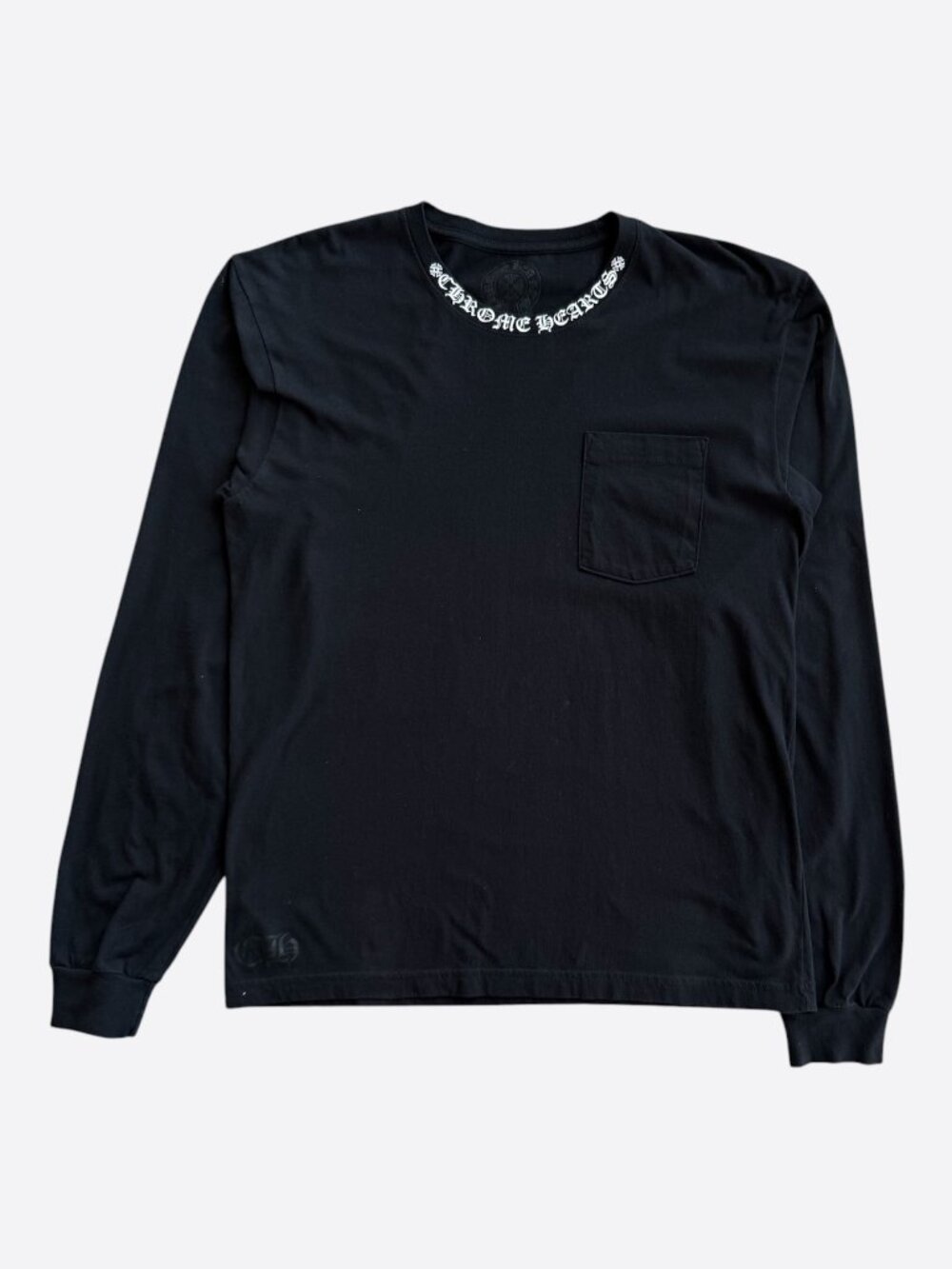 Chrome Hearts Black & White Neck Logo Longsleeve T-Shirt